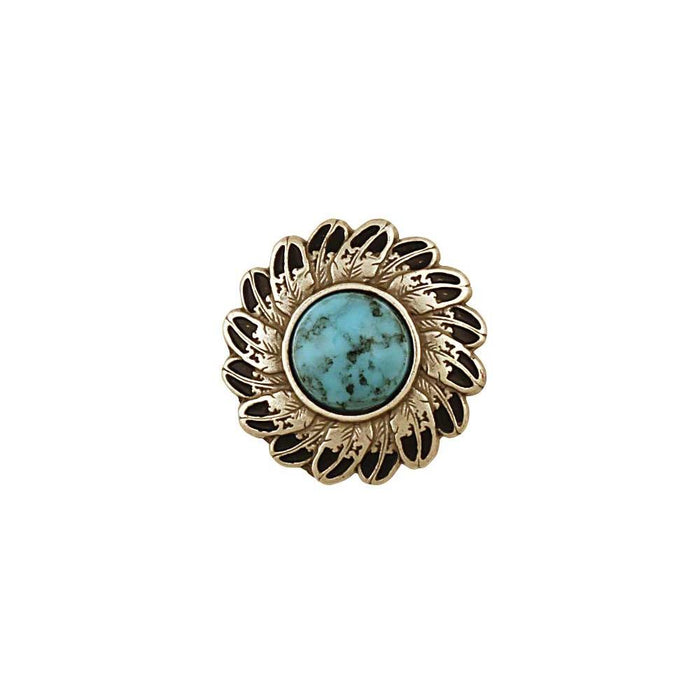 Turquoise Feather Conchos Antique Silver Plate/Nickel Free