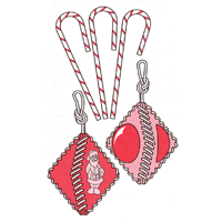 Candy Cane Diamond Ornaments