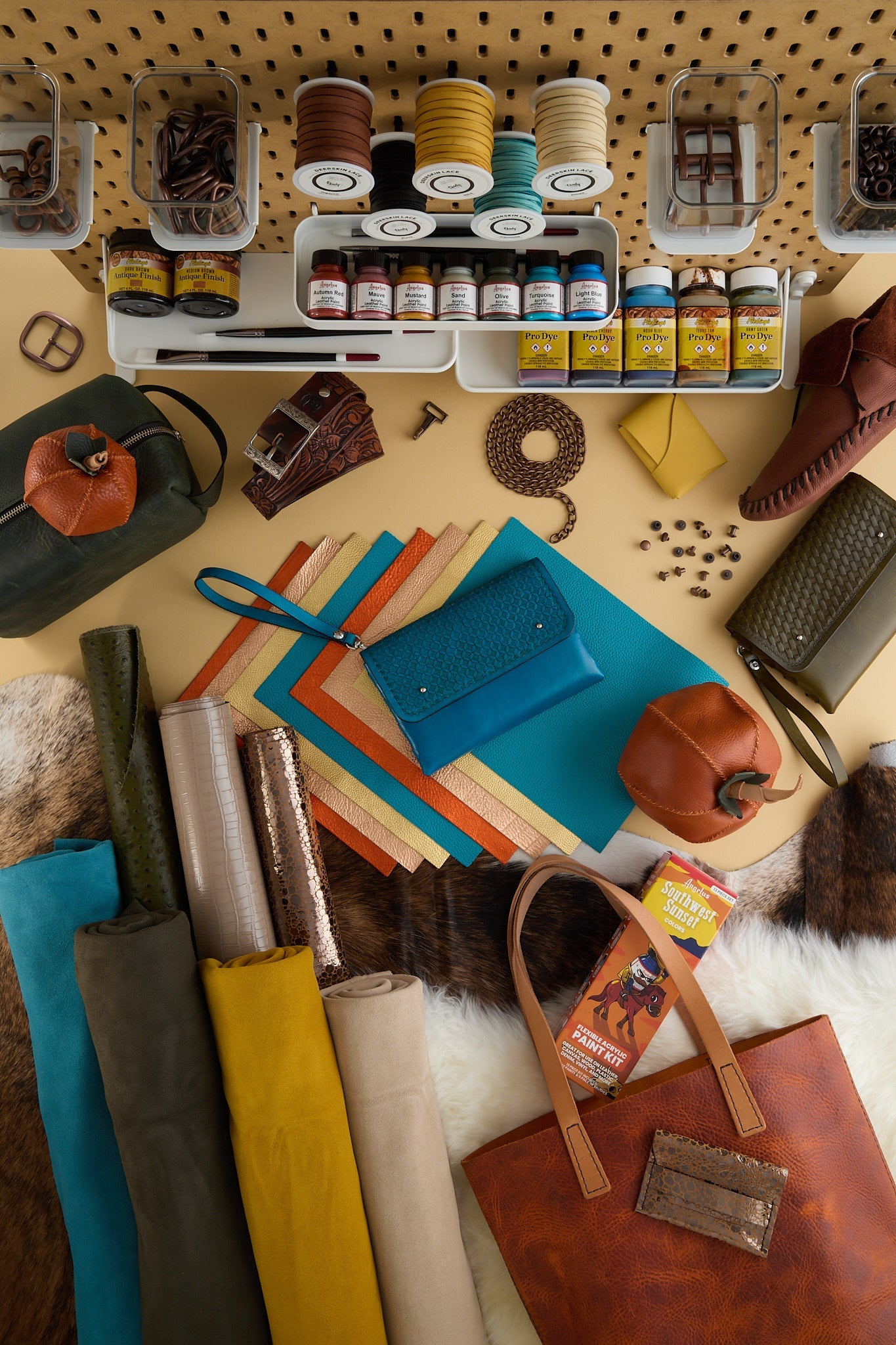 Fall-coloured leathers and a finished leather wristlet
