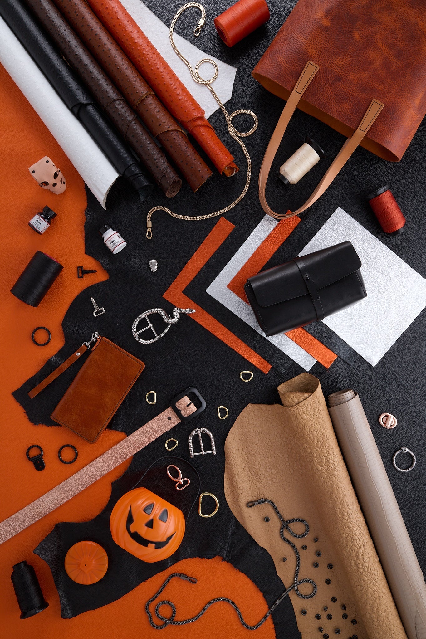 Halloween-themed leather projects and supplies