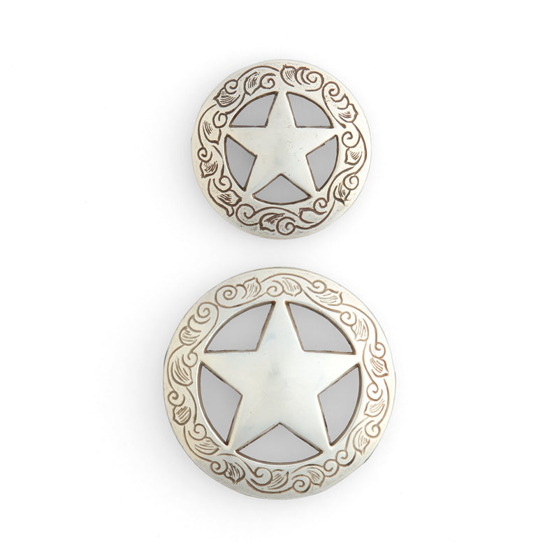 Texas Star Engraved Conchos