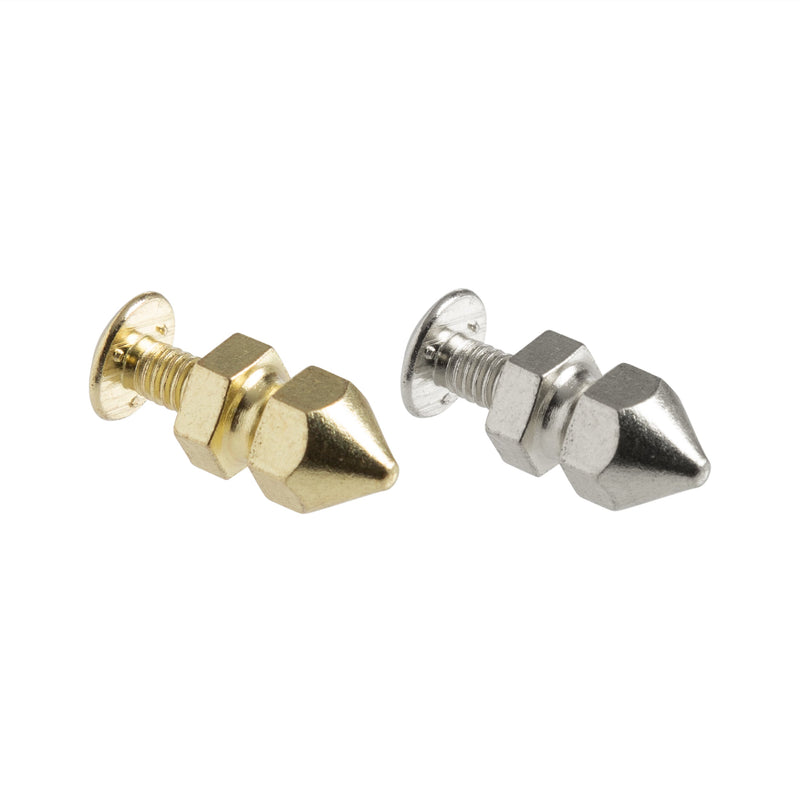 Solid Brass Spiked Rivet Screwback 10 Pack