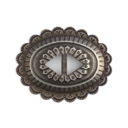 Sonora Slotted Conchos Frosted Nickel Plate - 6 Pack