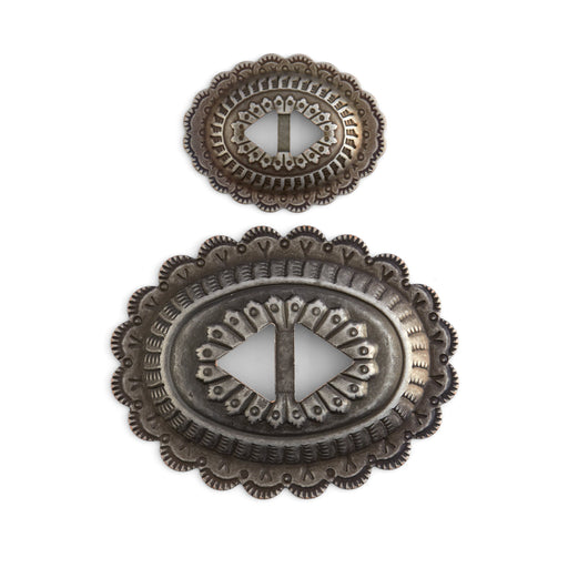 Sonora Slotted Conchos Frosted Nickel Plate - 6 Pack