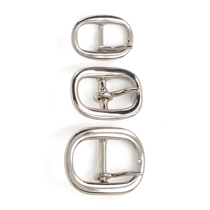 SOLID BRASS OVAL BRIDLE BUCKLE NICKEL PLATED