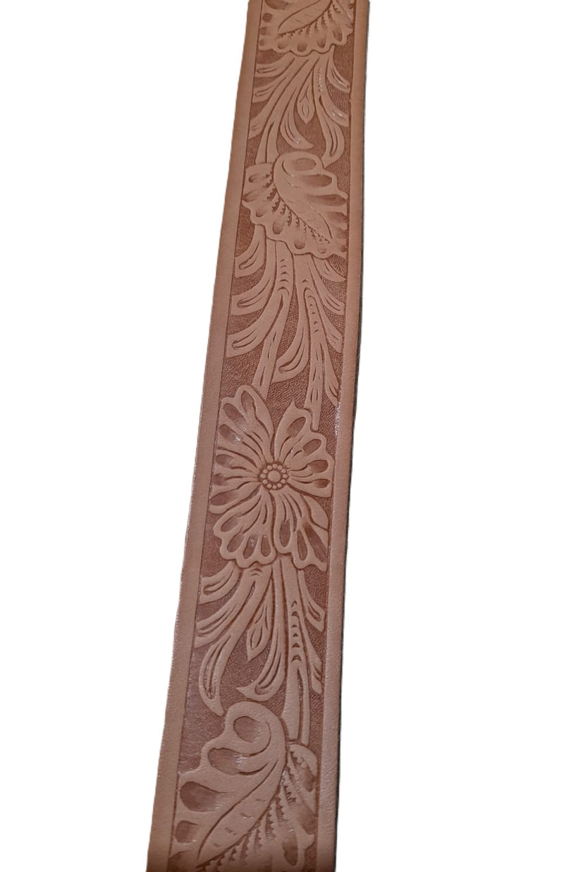 EMBOSSED WESTERN FLORAL BELT 60IN 1-1/2IN