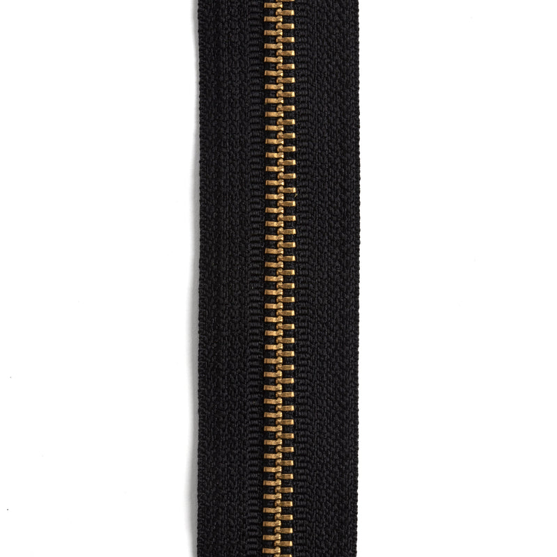 YKK #5 Brass Zipper Tape by the Yard Black