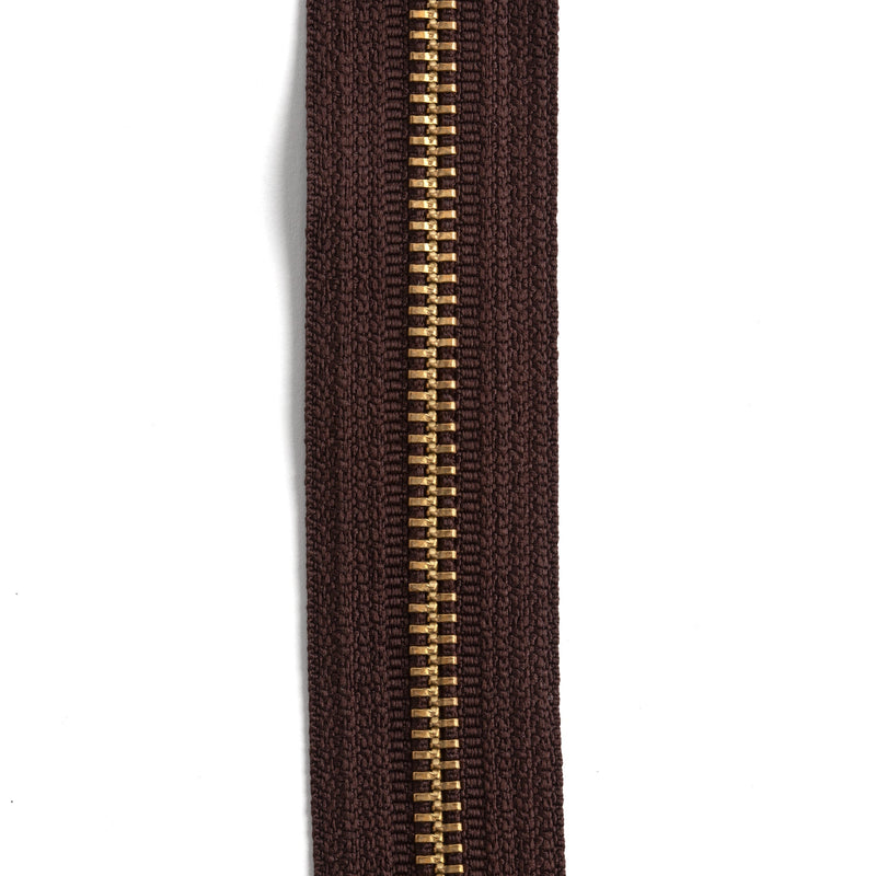 YKK #5 Brass Zipper Tape by the Yard Brown