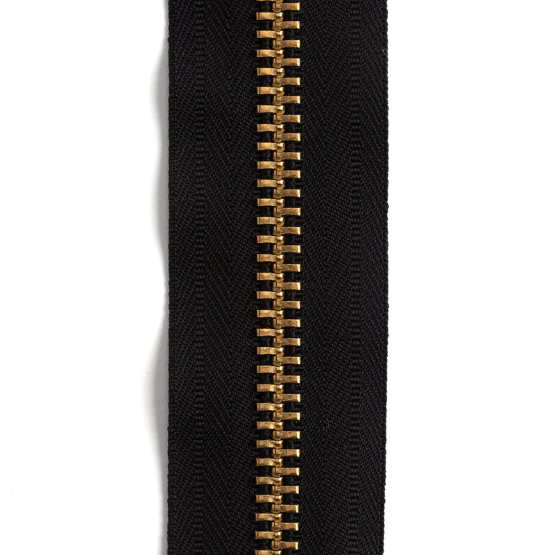 YKK #10 Brass Zipper Tape by the Yard Black