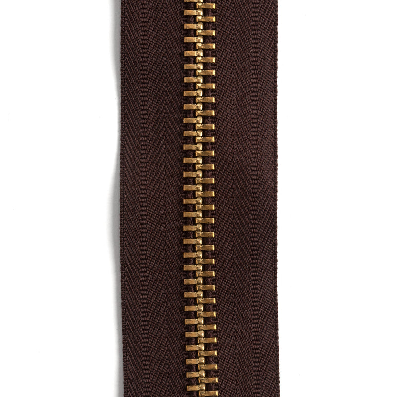YKK #10 Brass Zipper Tape by the Yard Brown