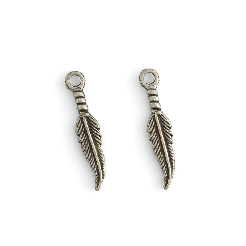 Feather Embellishments Silver Plated 1 Pair - FINAL SALE