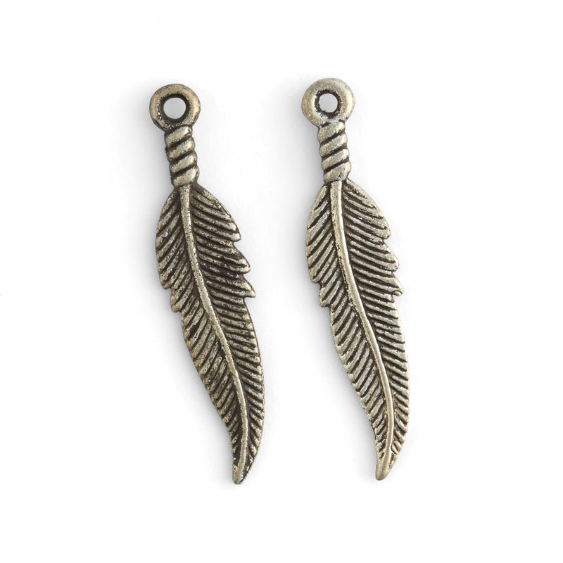 Feather Embellishments Silver Plated 1 Pair - FINAL SALE
