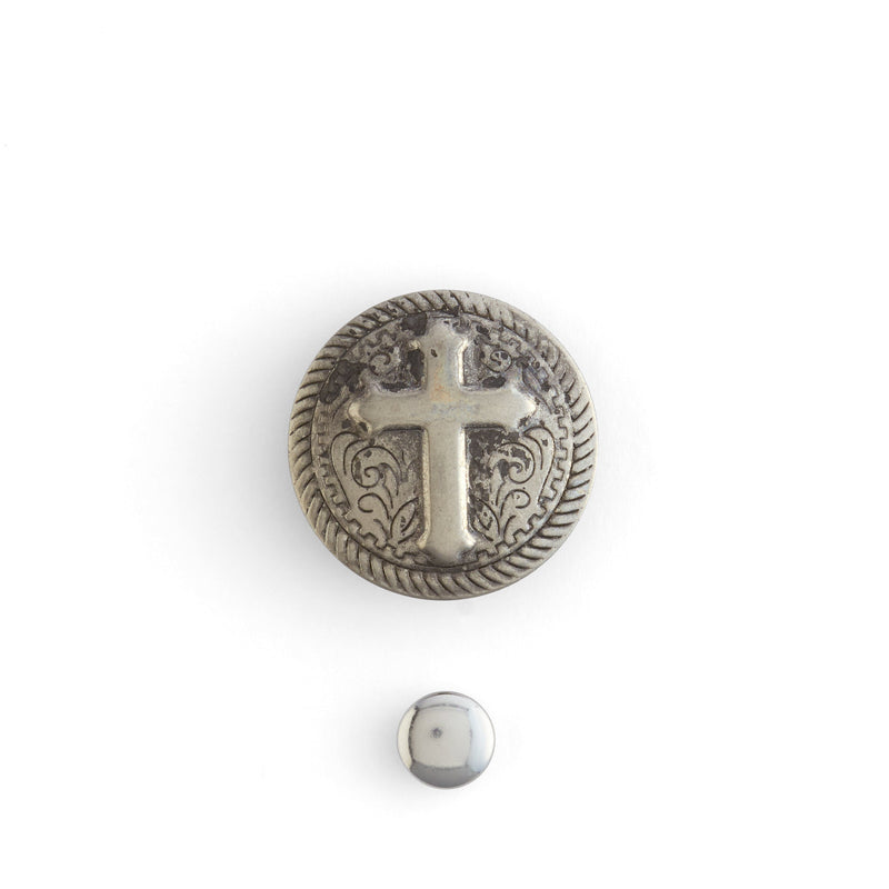 Rope Cross Stamped Steel Concho