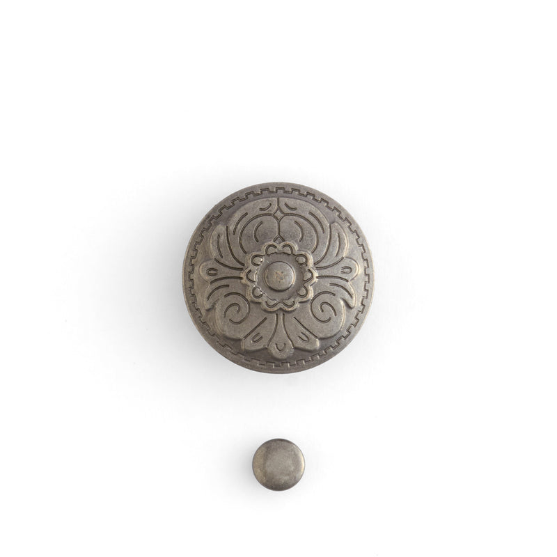 Round Flower Stamped Steel Concho