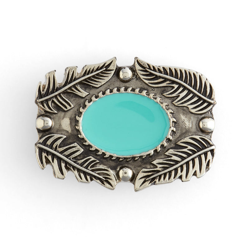 Feathers Turquoise Enamel Concho - FINAL SALE
