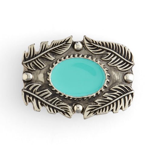 Feathers Turquoise Enamel Concho - FINAL SALE