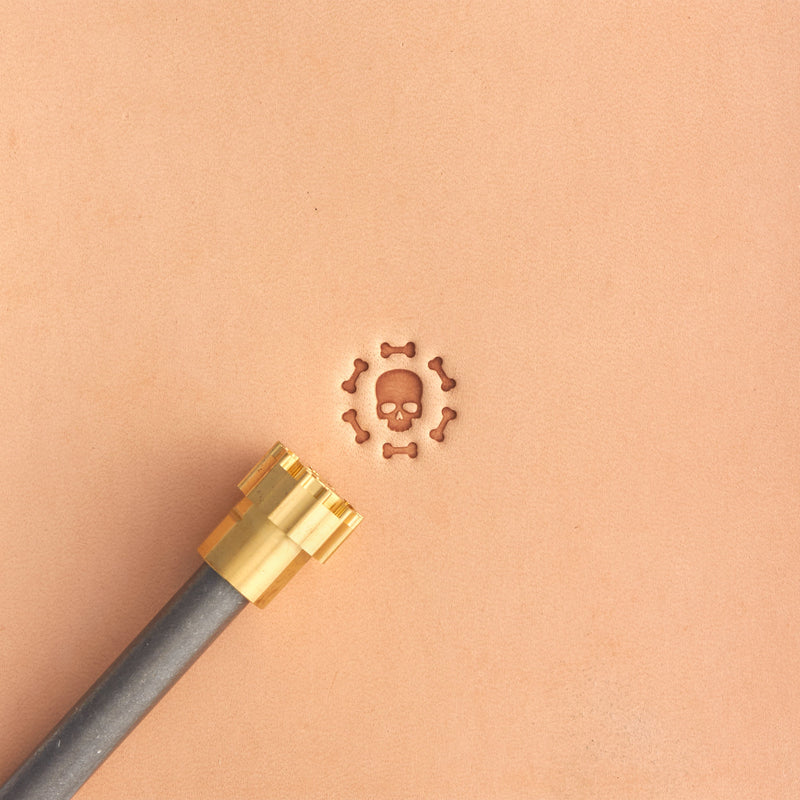 Sello de latón con calavera hexagonal