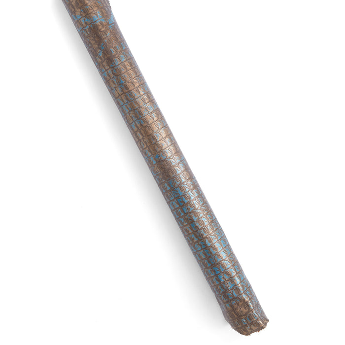 Hombro Único de Piel Veg-Tan Grabado Cocodrilo Marrón y Turquesa