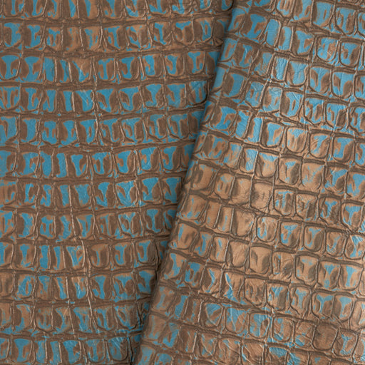 Croc Embossed Veg-Tan Single Shoulder Brown & Turquoise