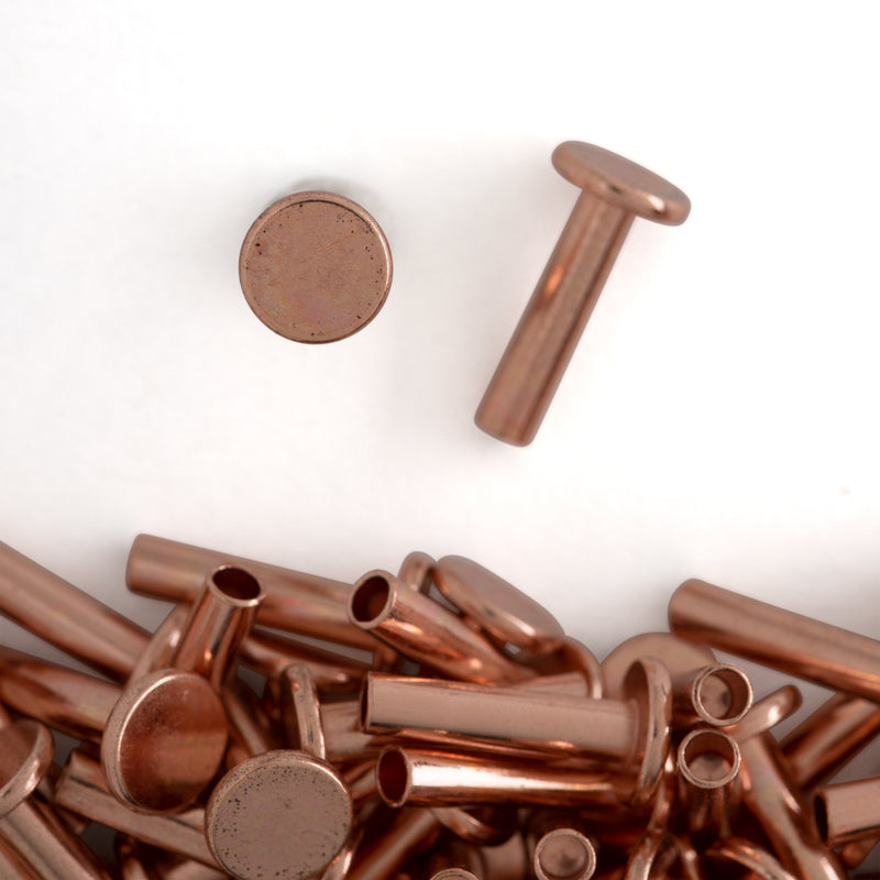 Tubular Rivets 9/16" Copper Plate 100 Pack