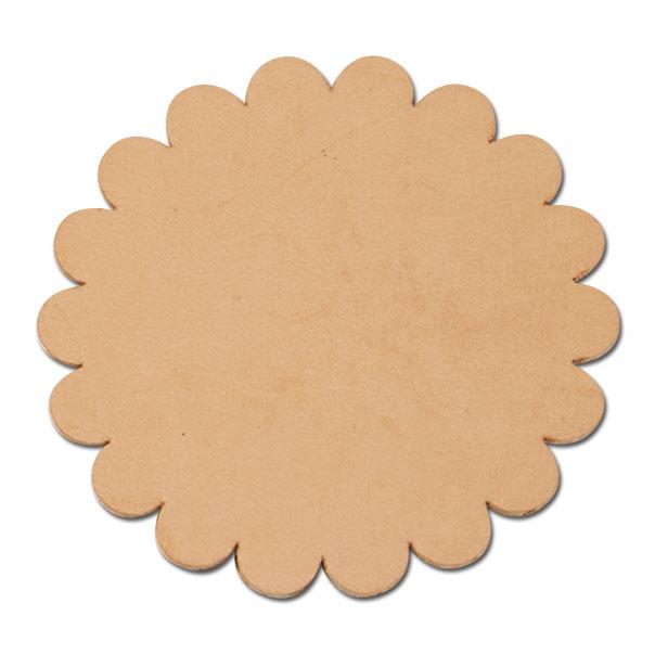 Scalloped Natural Leather Conchos 6 Pack