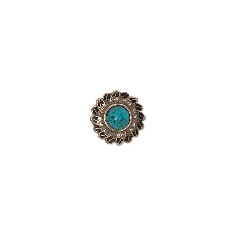 Turquoise Feather Conchos Antique Silver Plate/Nickel Free
