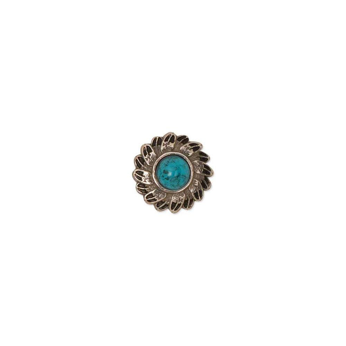 Turquoise Plume Conchos Argent Antique Plaqué/Sans Nickel