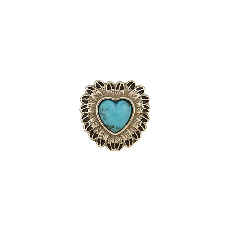 Turquoise Feather Conchos Antique Silver Plate/Nickel Free