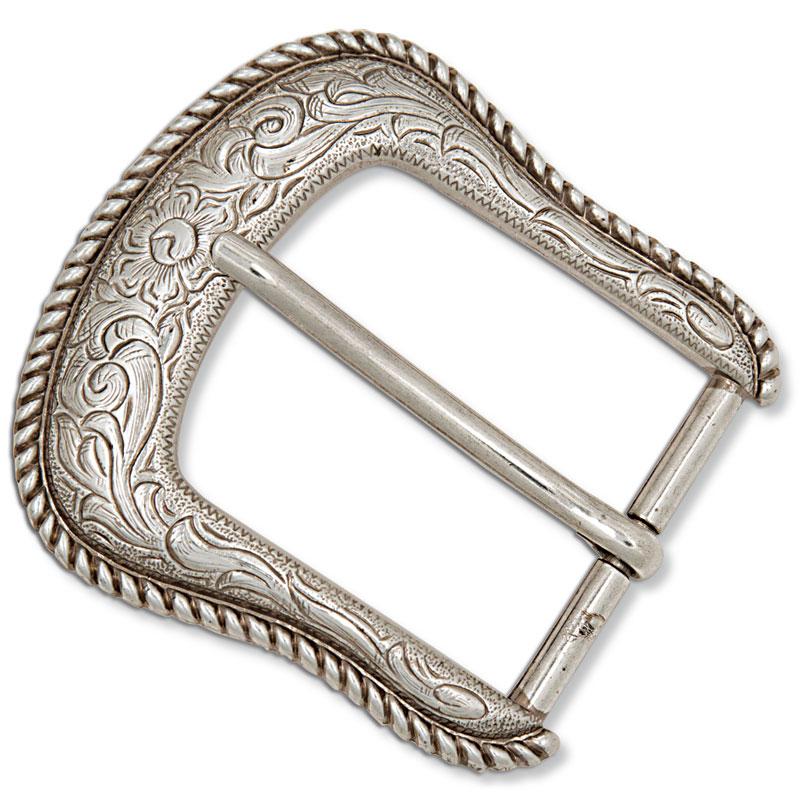 Engraved Floral Buckle 1-1/2"